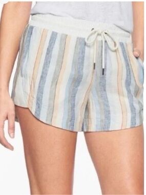 Athleta Beachside Bali Linen Shorts Striped Multicolor Size 8